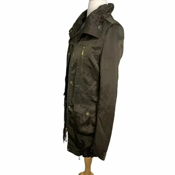 Aqua‎ Womens XS Olive Green Lightweight Utility Jacket Rain Coat Parka - Picture 6 of 8